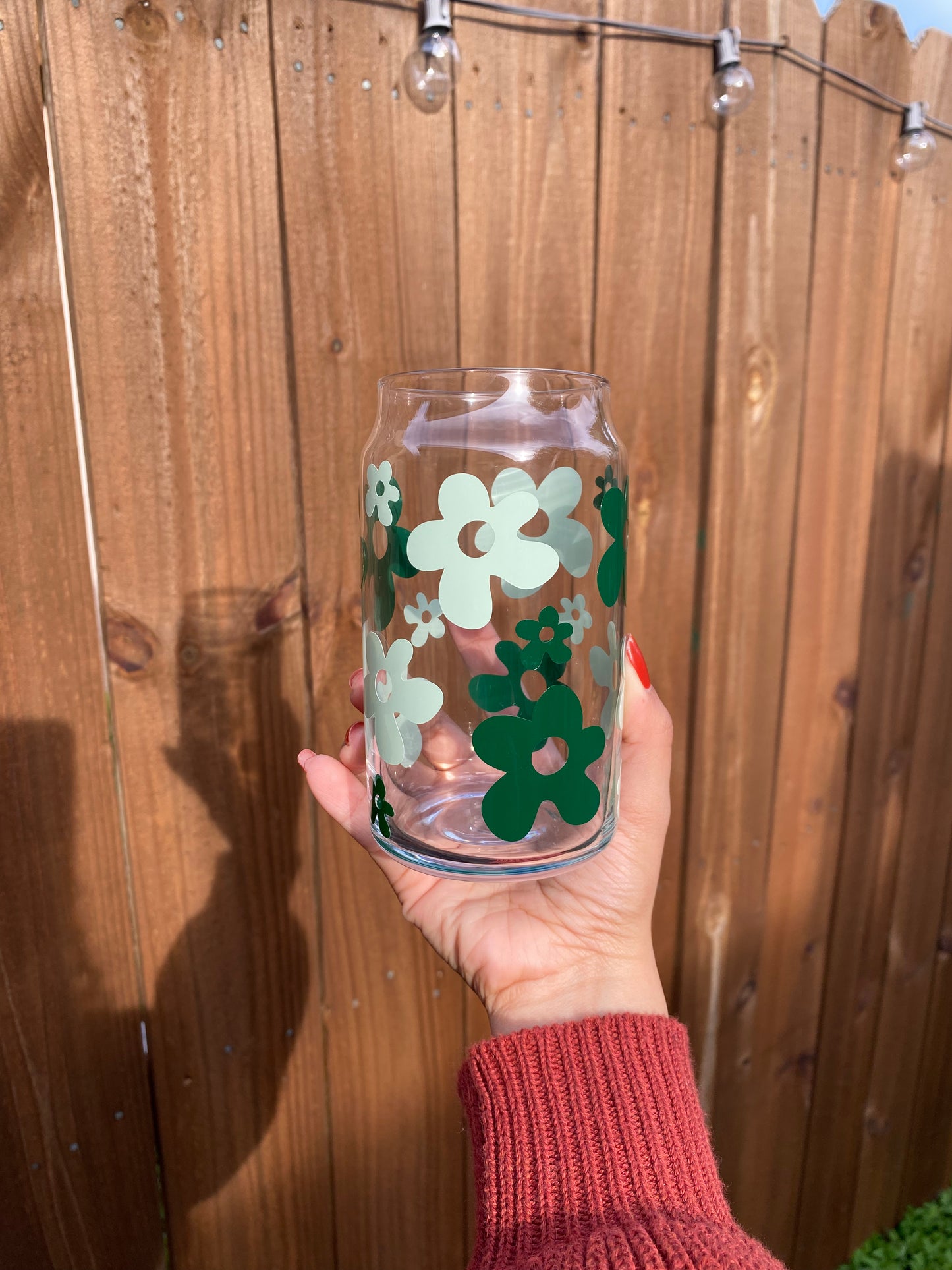 Funky Florals 16 oz Glass